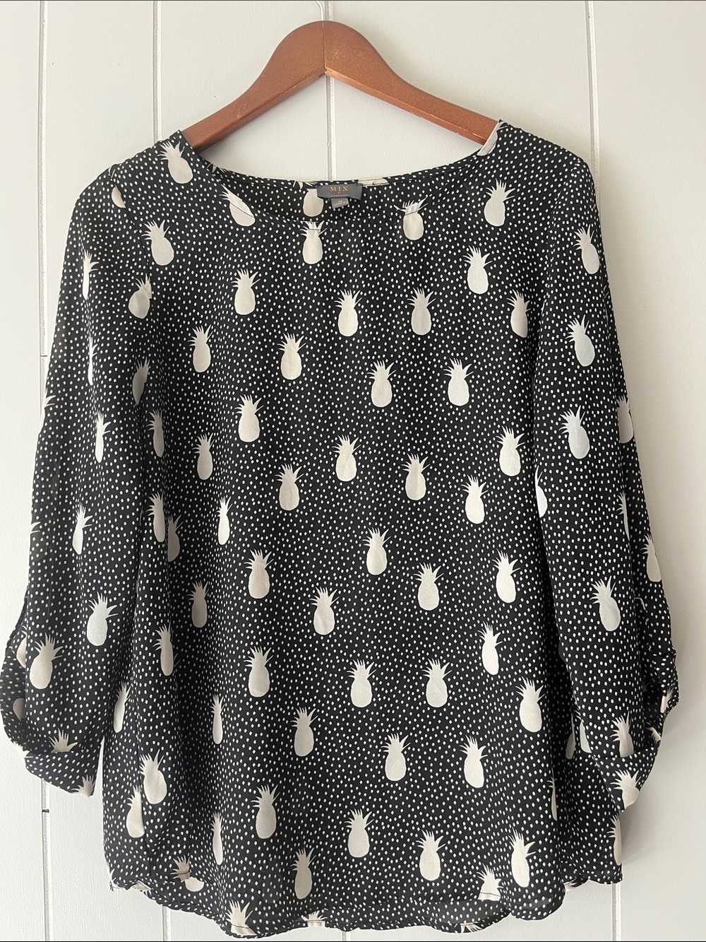 Unknown Brand Black Pineapple-Print Blouse
